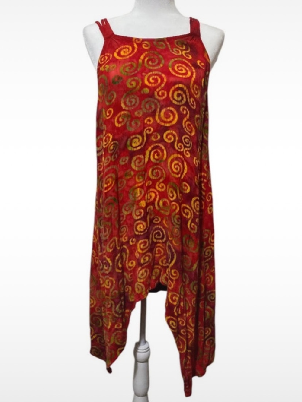 Tropical Batik Sleeveless Swirl Paisley Pattern Dress